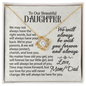 To Our Beautiful Daughter - Forever Our Little Girl -Love Knot Necklace - From Mom/Dad